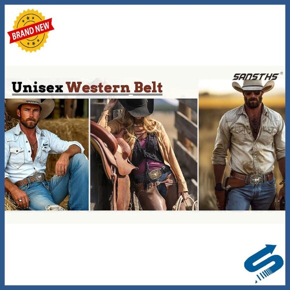 Leather Western Belt with Removable Buckle, 1.5\
